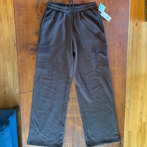 NWT B.P. Wide Leg Cargo Pocket Fleece Sweatpants Brown, Size XS, Tall Nordstroms - Picture 3 of 13